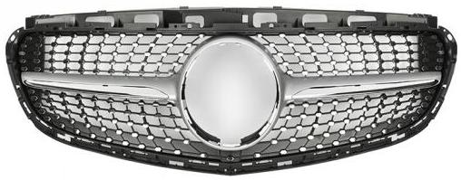Front Radiator Grille for MERCEDES-BENZ E-CLASS W212 (2014-2016) Diamond Style in Silver