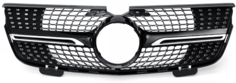 Front Radiator Grille for MERCEDES-BENZ GL-CLASS X164 (2007-2012) Diamond Style in Gloss Black
