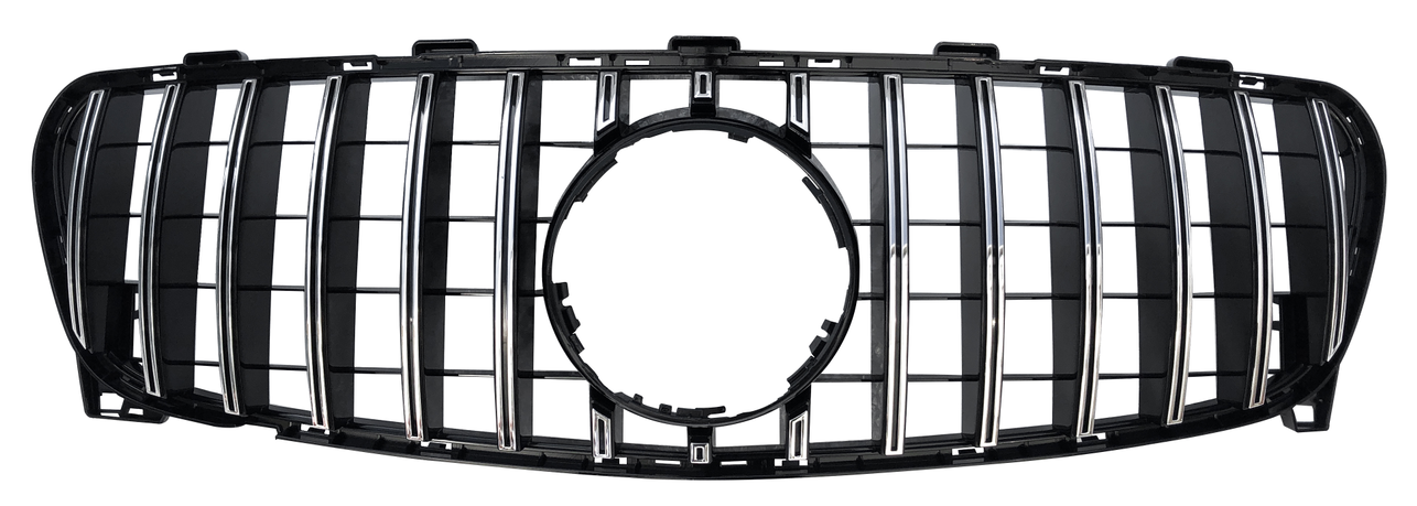 Front Radiator Grille for MERCEDES-BENZ GLA-CLASS X156 (2014-2016) GTR Panamericana Style in Silver