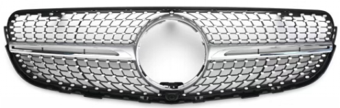 Front Radiator Grille for MERCEDES-BENZ GLC X253 (2015-2019) Diamond Style in Silver