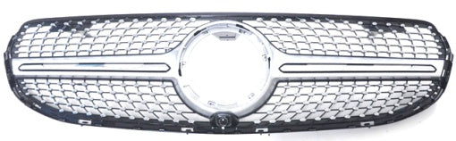 Front Radiator Grille for MERCEDES-BENZ GLC X253 (2020-2022) Diamond Style in Silver