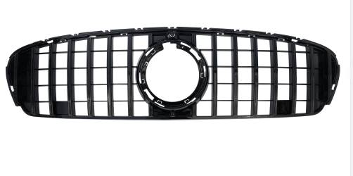 Front Radiator Grille for MERCEDES-BENZ GLC X253 (2020-2022) GTR Panamericana Style in Gloss Black
