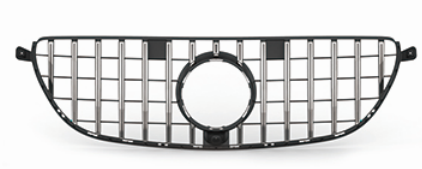 Front Radiator Grille for MERCEDES-BENZ GLE W166 (2016-2019) GTR Panamericana Style in Silver