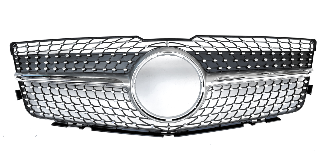 Front Radiator Grille for MERCEDES-BENZ GLK-Class X204 (2008-2012) Diamond Style in Silver