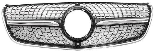 Front Radiator Grille for MERCEDES-BENZ V-Class W447 (2016-2020) Diamond Style in Gloss Black