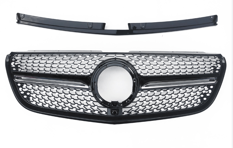 Front Radiator Grille for MERCEDES-BENZ V-Class W447 (2021-2022) Diamond Style in Gloss Black