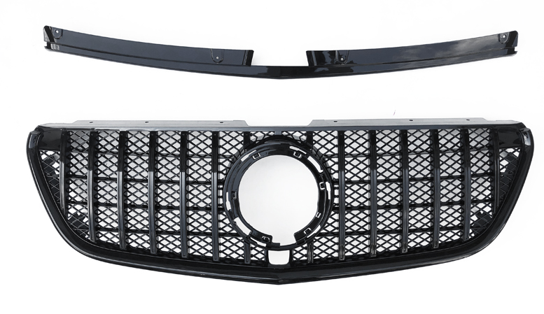 Front Radiator Grille for MERCEDES-BENZ V-Class W447 (2021-2022) GTR Panamericana Style in Gloss Black