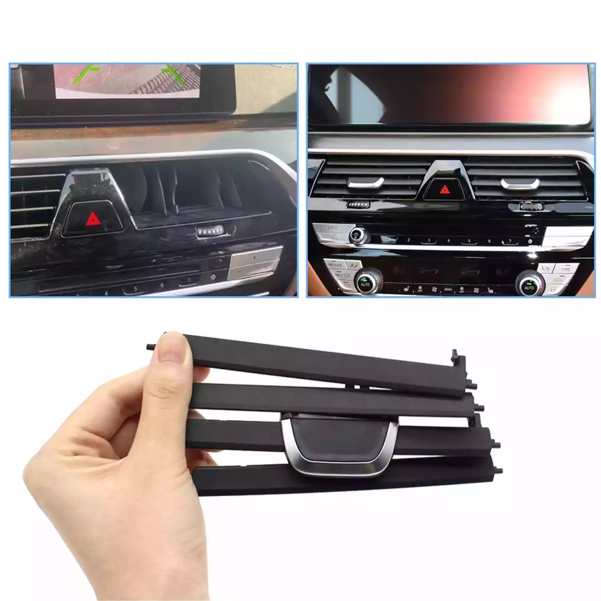 Front Right AC Vent Repair Kit for BMW 5 SERIES G30 (2016-2023) in Black color Chrome