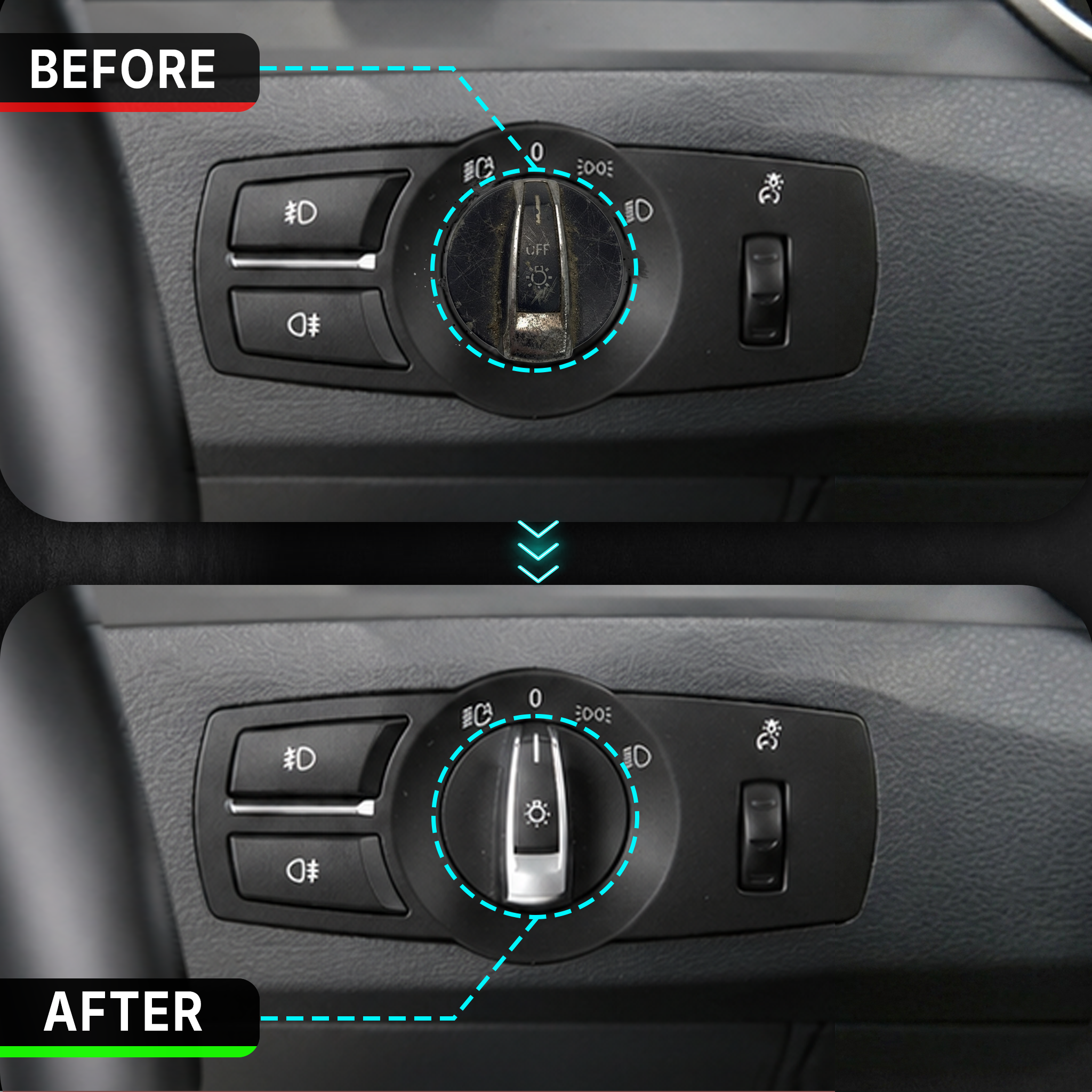 Headlight Switch Rotary Knob for BMW 5 SERIES GRAN TURISMO F07 (2009-2017) in Black color PC and ABS material
