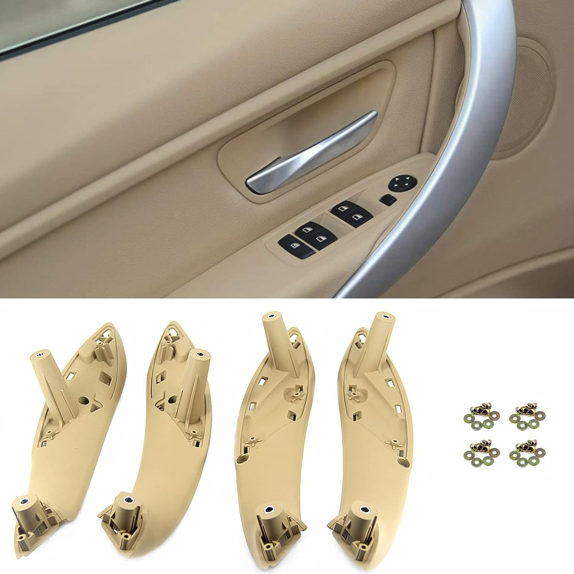 Inner Door Pull Handle Cover Set for BMW 3 Series F80 (2012-2020) in Beige color