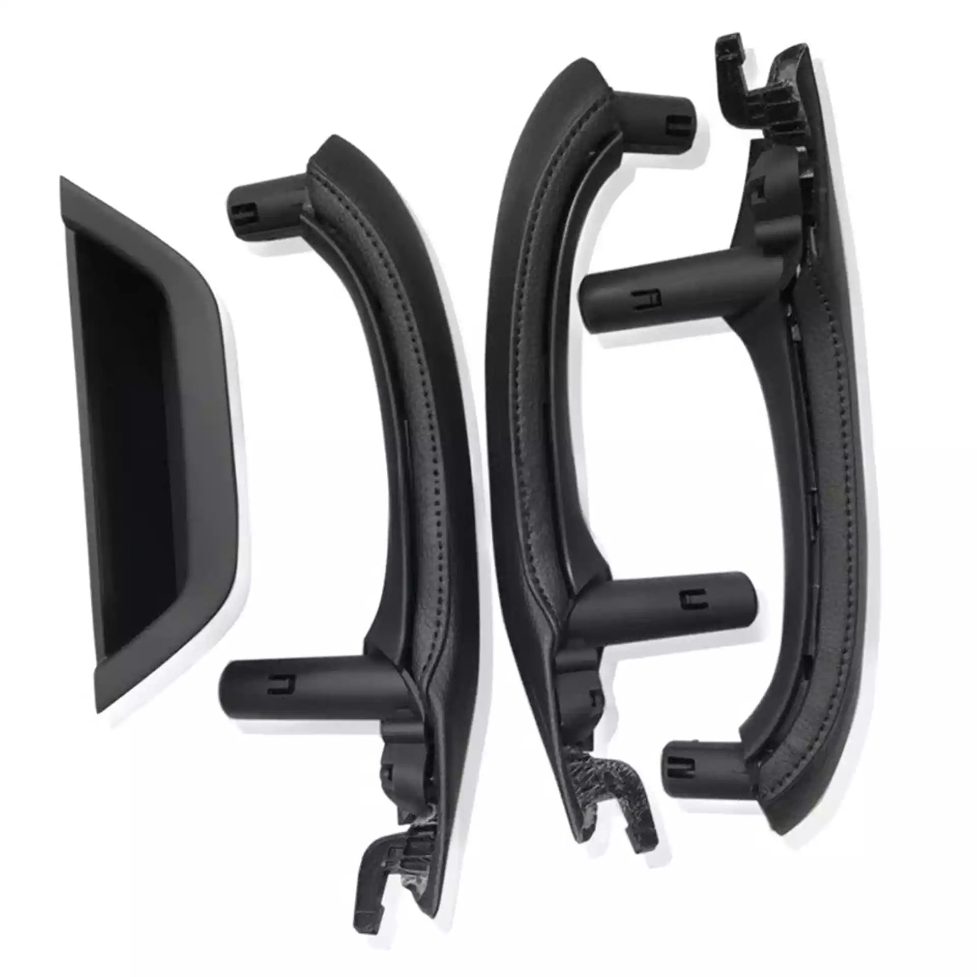 Inner Door Pull Handle Cover Set for BMW X3 F25 (2011-2017) in Black color with Leather Cover