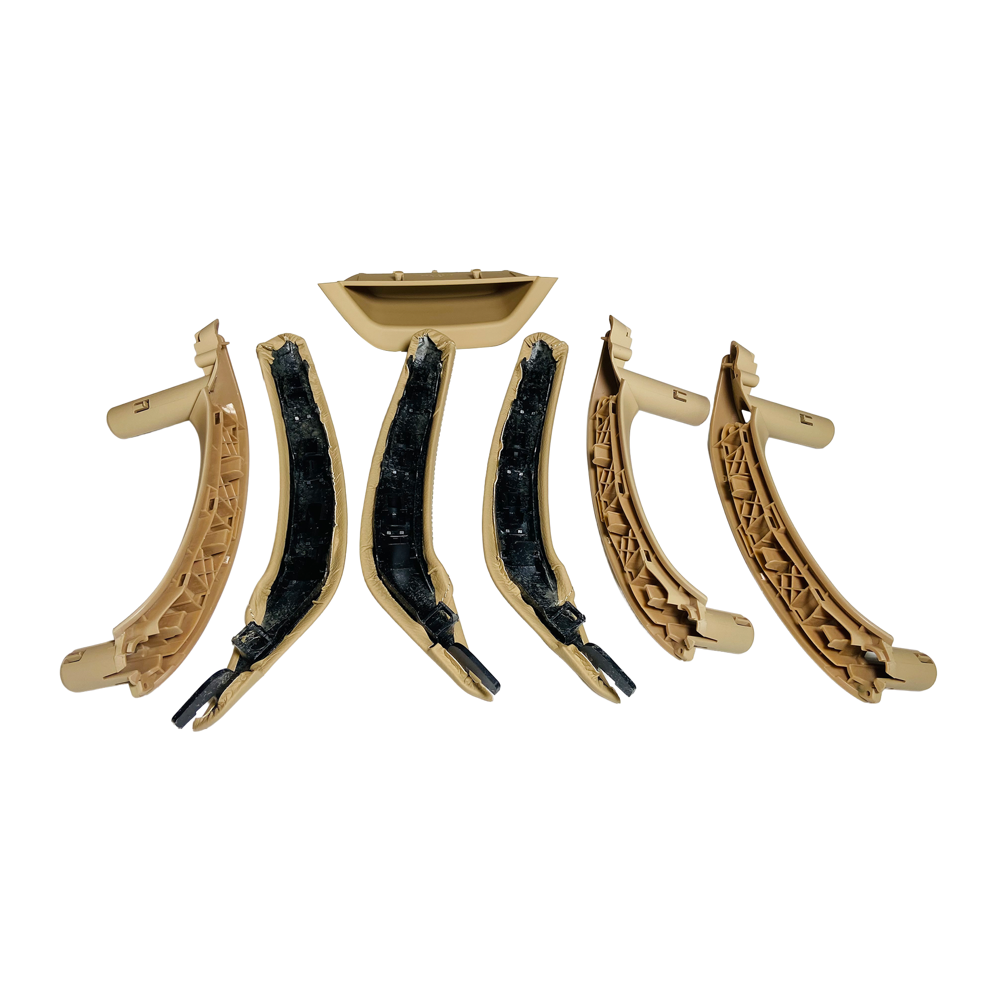 Inner Door Pull Handle Cover Set for BMW X4 F26 (2014-2018) in Beige color with Leather Cover