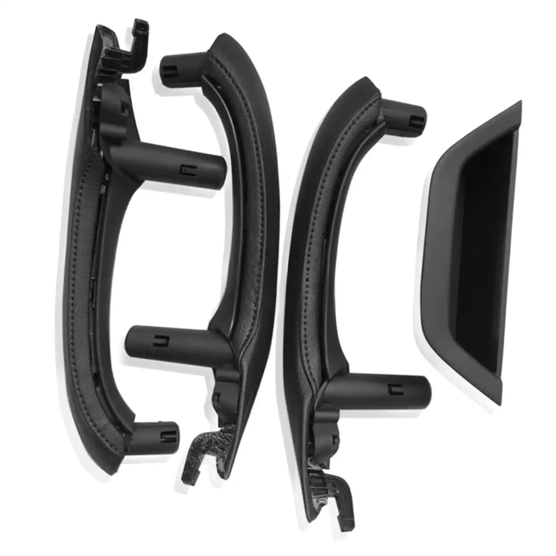 Inner Door Pull Handle Cover Set for BMW X4 F26 (2014-2018) in Black color with Leather Cover