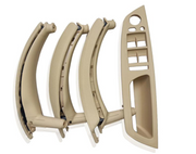 Inner Door Pull Handle Cover Set for BMW X5 E70 (2008-2013) in Beige color with Leather Cover