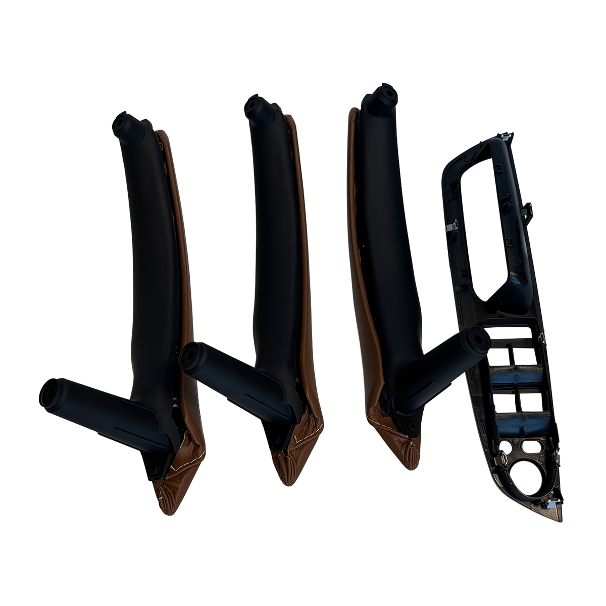 Inner Door Pull Handle Cover Set for BMW X6 E71 (2009-2014) in Sattel Brown color with Leather Cover