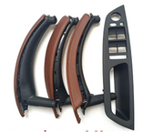 Inner Door Pull Handle Cover Set for BMW X6 E72 (2009-2011) in Red Brown color with Leather Cover