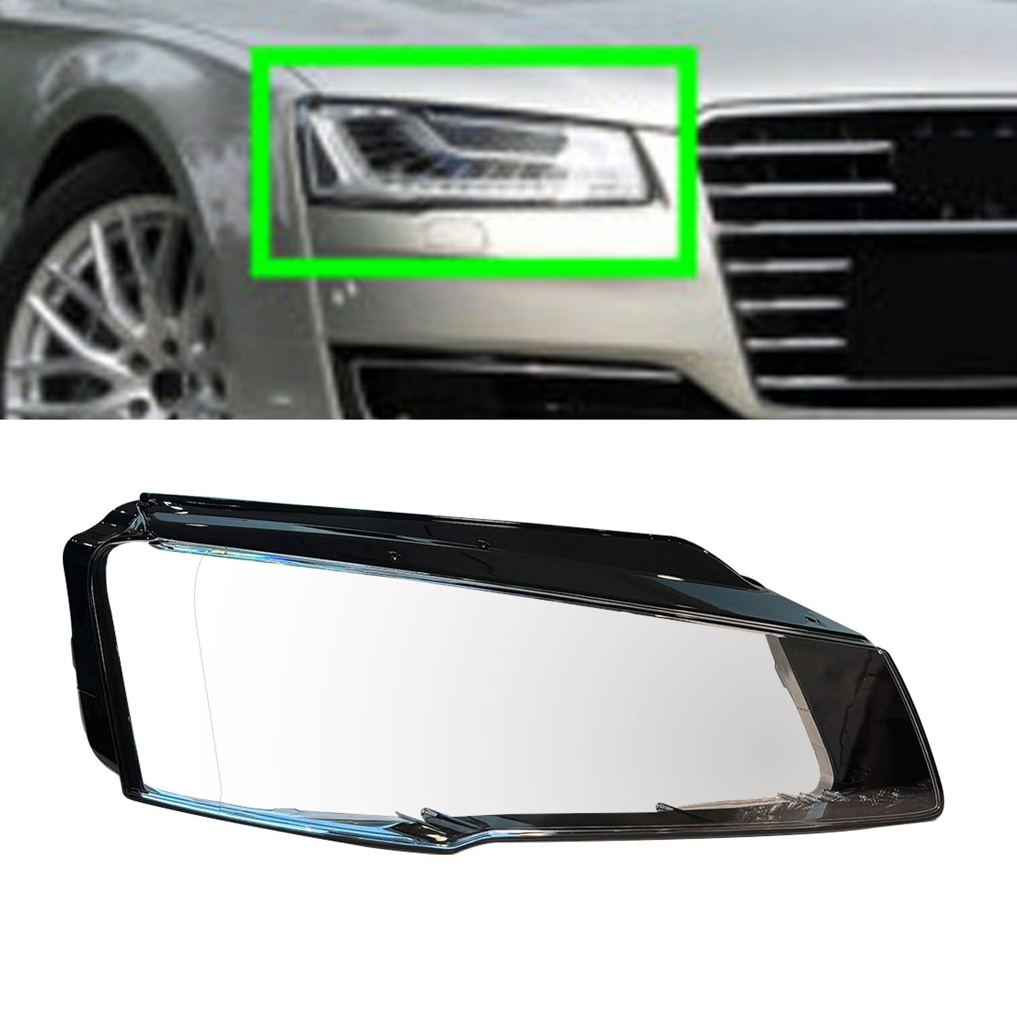Left (Passenger Side) Headlight Lens for AUDI A8 4H2 (2015-2018) Xenon LED