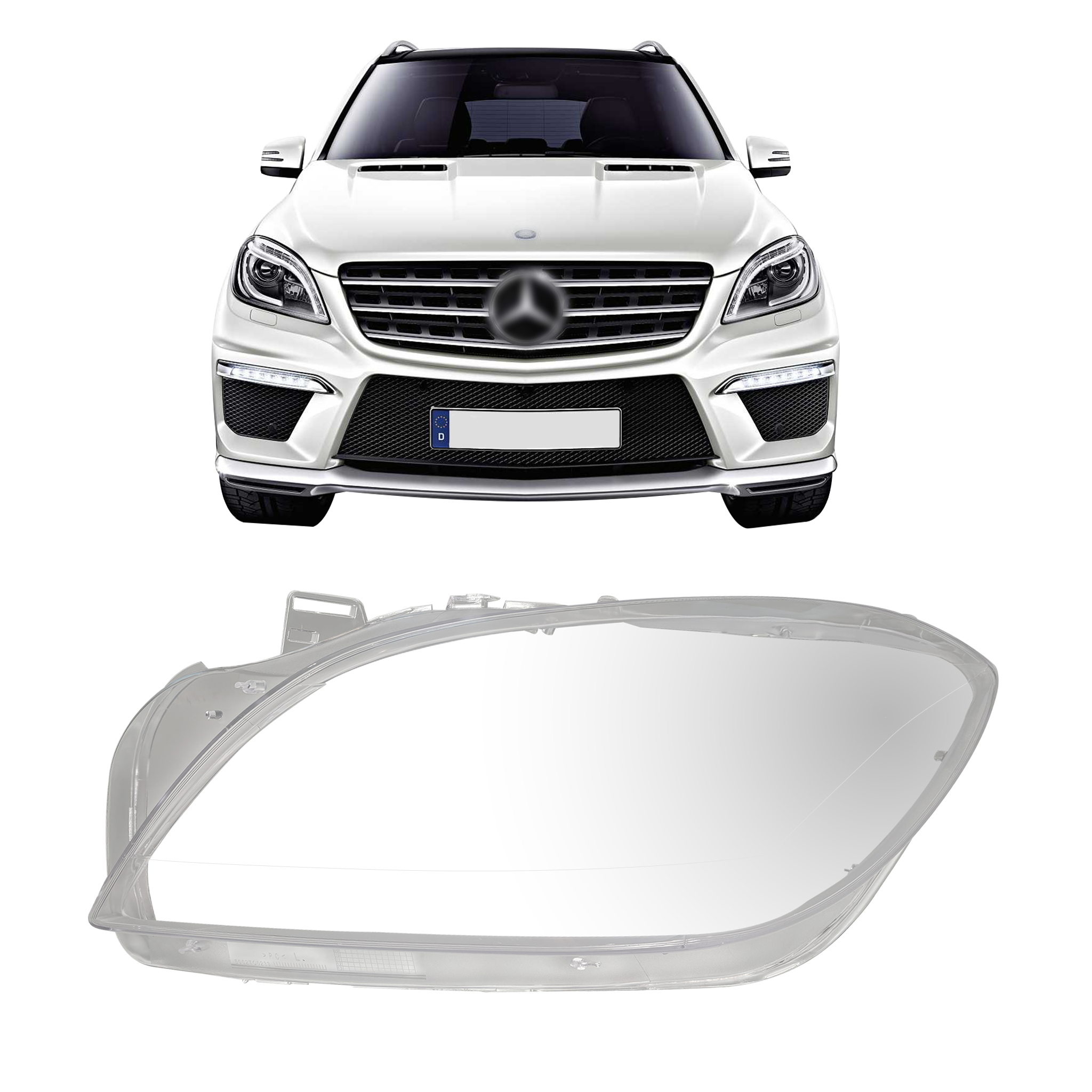Left (Passenger Side) Headlight Lens for MERCEDES-BENZ ML-CLASS W166 (2012-2015)