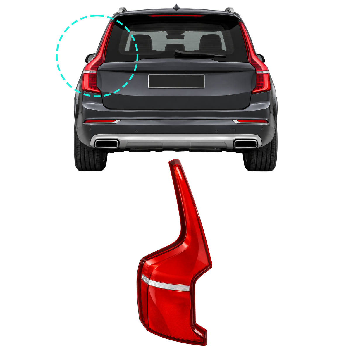 Left (Passenger Side) Tail Lamp Cover for VOLVO XC90 256 (2015-2022)