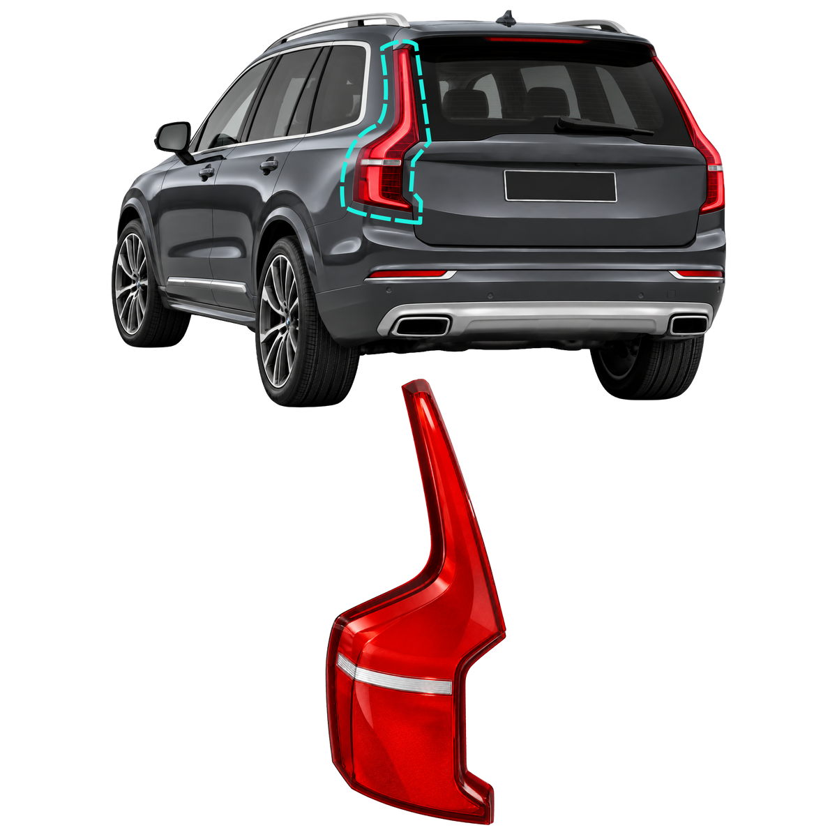 Left (Passenger Side) Tail Lamp Cover for VOLVO XC90 256 (2015-2022)