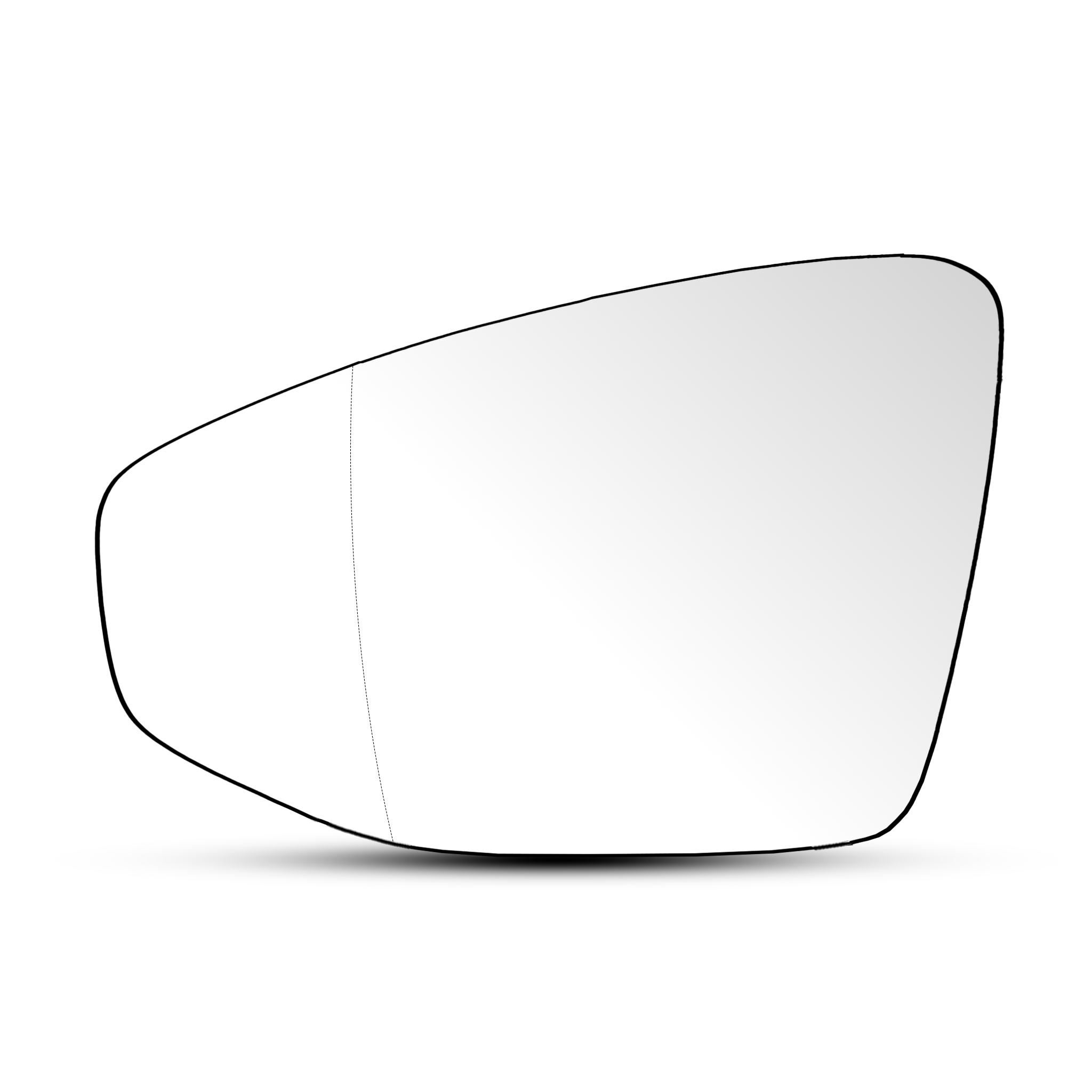 Left Rear View Mirror Glass for AUDI A3 8Y (2020) Double Curvature with Auto Heating Function, made of Polycarbonate and Glass