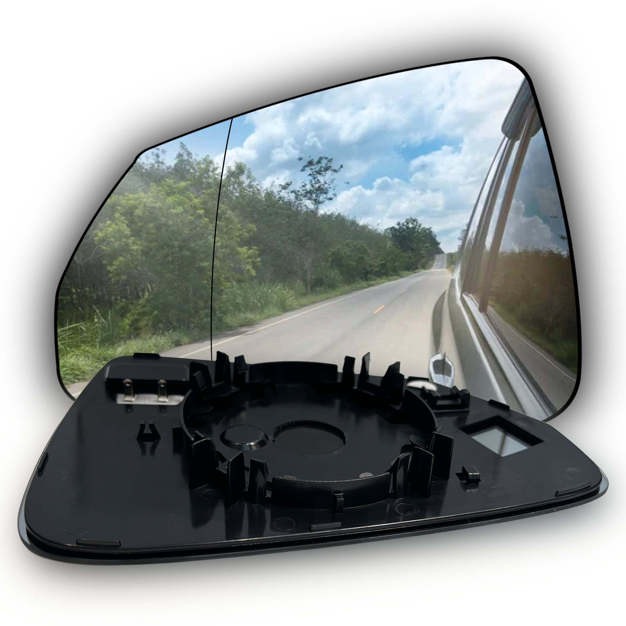 Left Rear View Mirror Glass for BMW X1 U11 (2024-2026) with Plastic Frame, Double Curvature