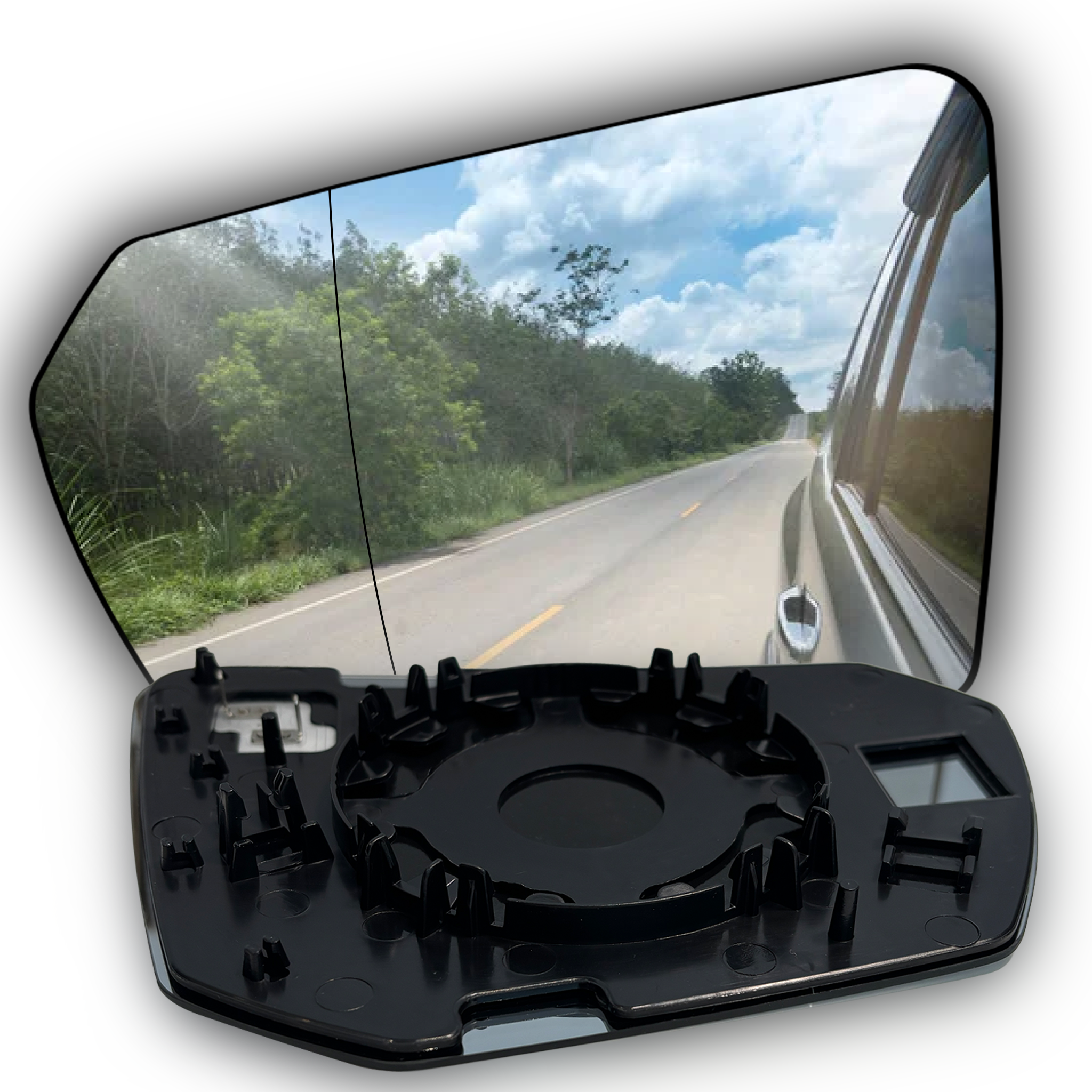 Left Rear View Mirror Glass for BMW iX I20 (2022-2026) with plastic frame, Double Curvature
