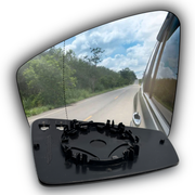 Left Rear View Mirror Glass for VW TOUAREG 7P (2012-2018) with Plastic Frame, Double Curvature, Heated