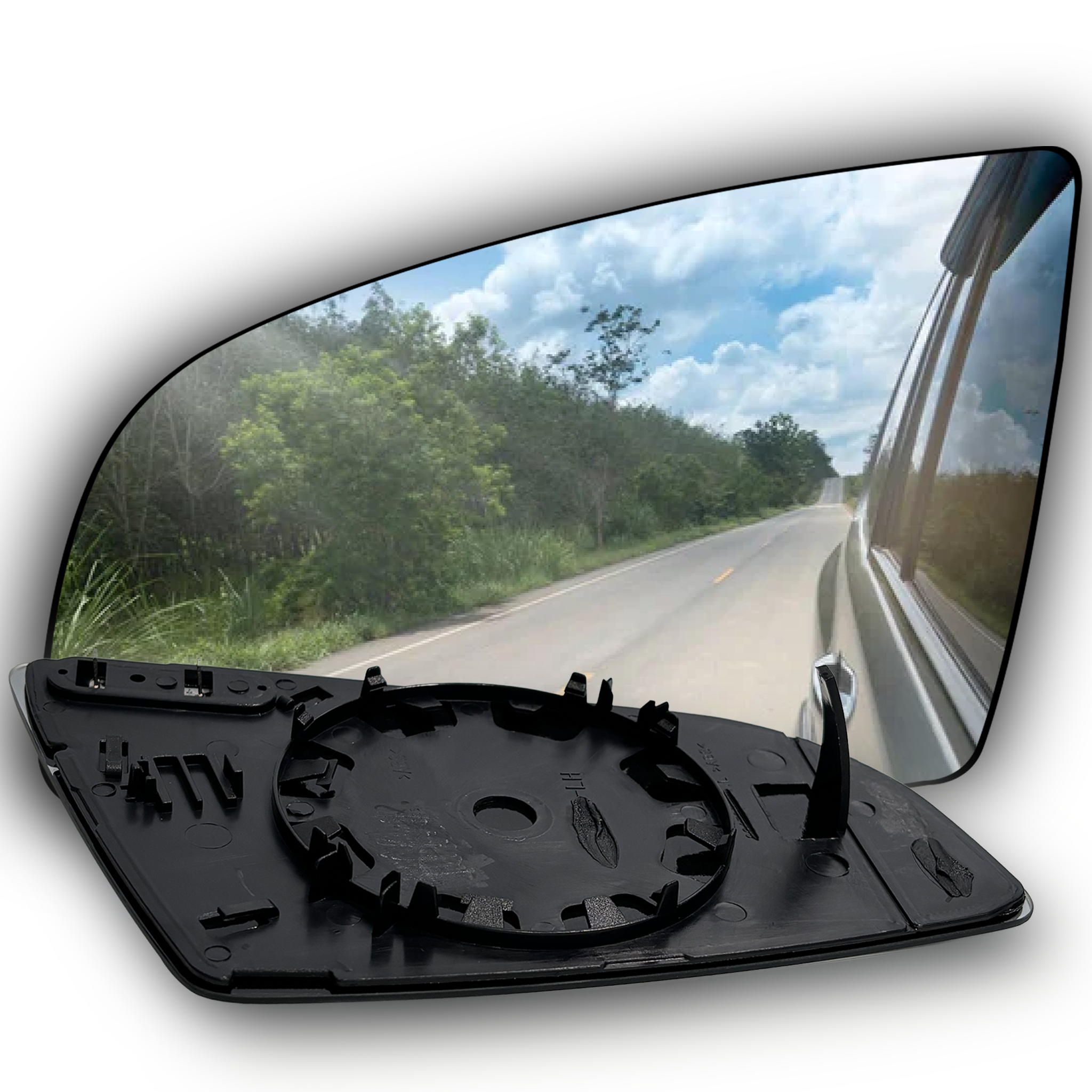 Left Side Rear View Mirror Glass for AUDI A6 4F (2008-2011) with Plastic Frame, Heated and Single Curvature