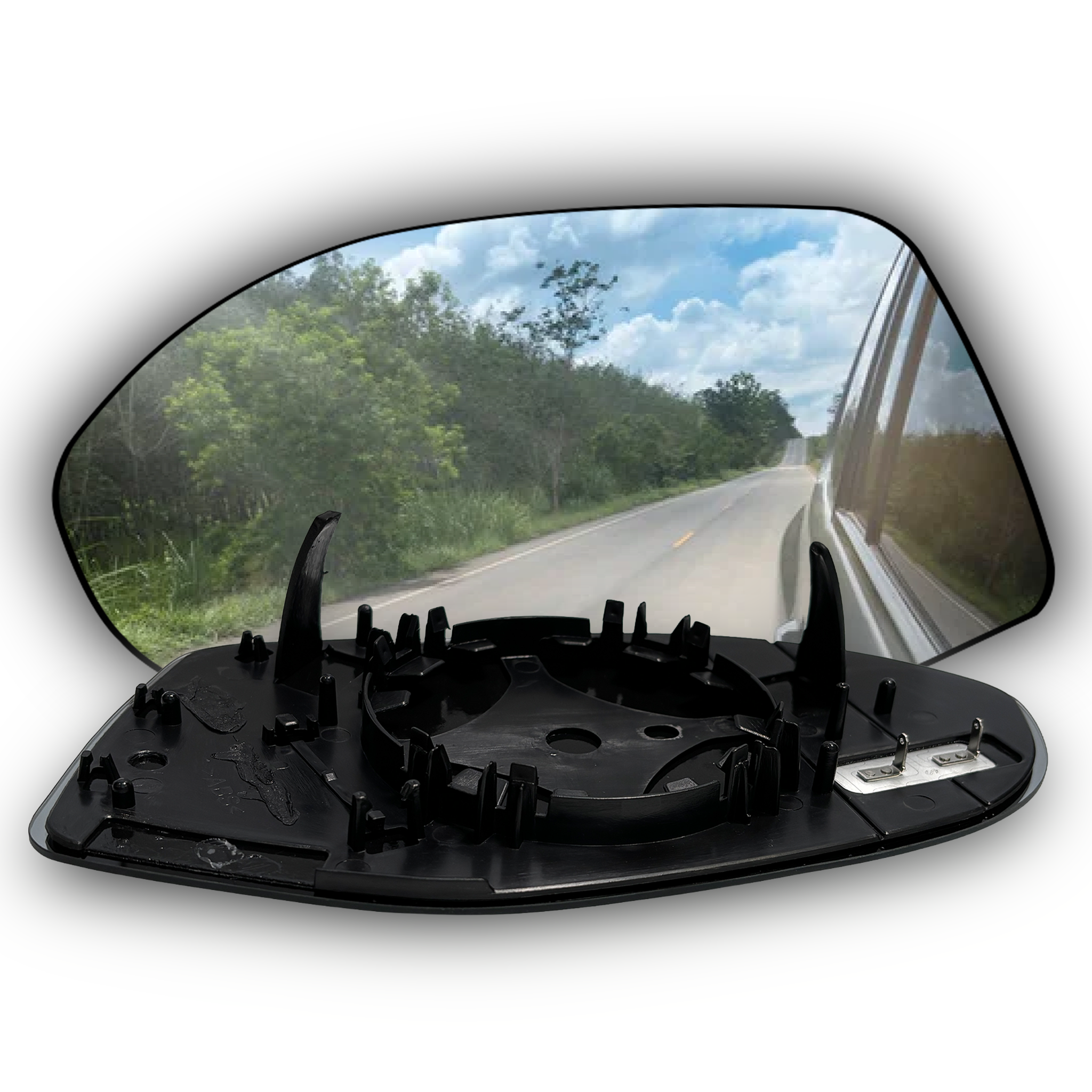 Left Side Rear View Mirror Glass for AUDI A7 4GA (2010-2018) Heated, with Plastic Frame, Single Curvature