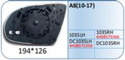 Left Side Rear View Mirror Glass for AUDI A8 4H2 (2010-2018) with Plastic Frame, Heated, Double Curvature
