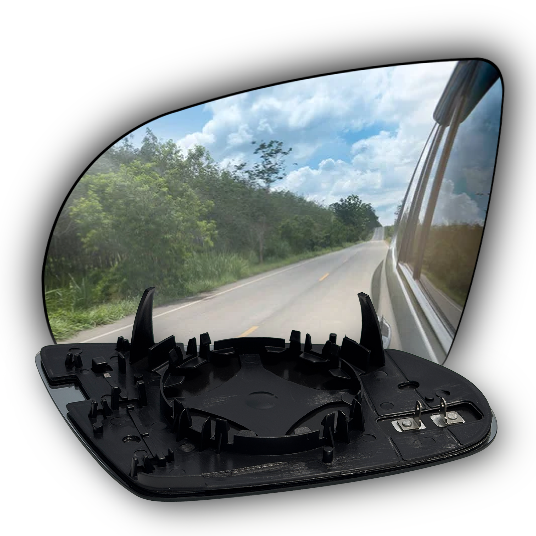 Left Side Rear View Mirror Glass for AUDI A8 4H2 (2010-2018) with Plastic Frame, Heated, Single Curvature