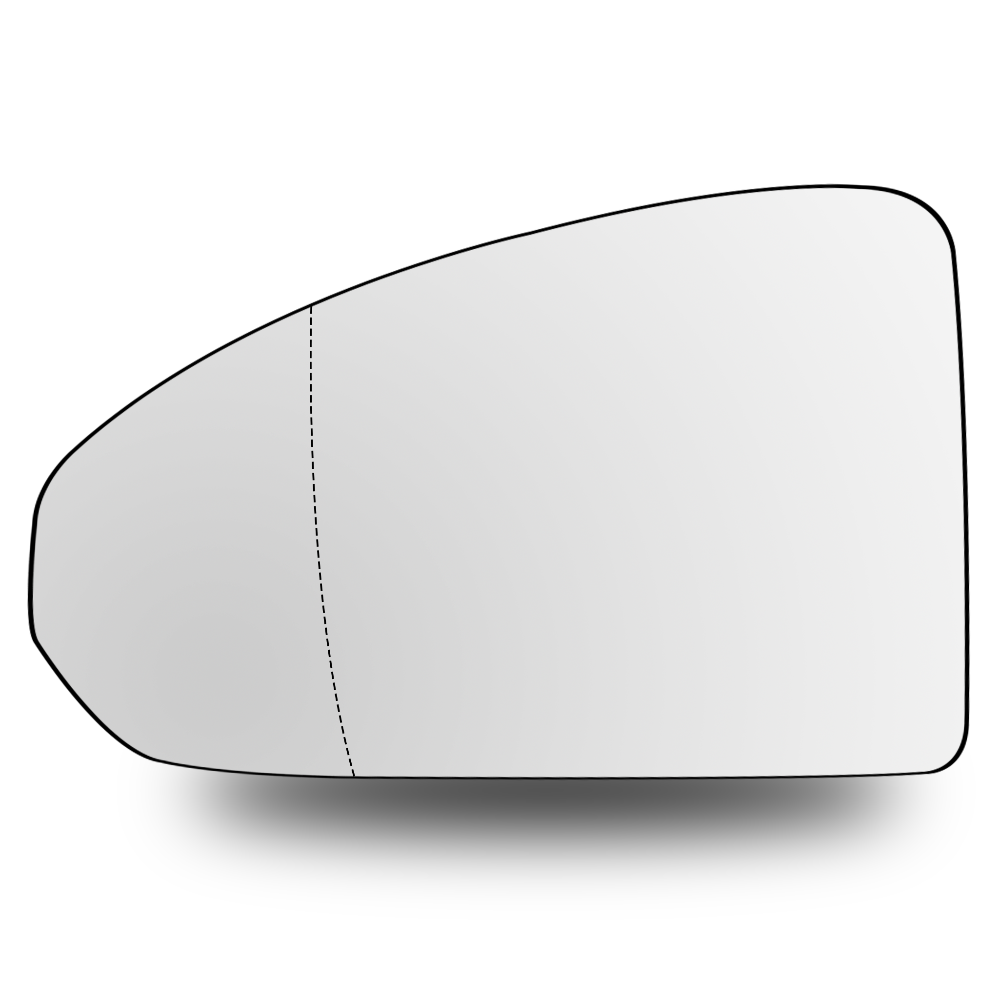 Left Side Rear View Mirror Glass for AUDI TT FV3 (2015-2019) with Plastic Frame, Double Curvature, Heated