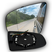 Left Side Rear View Mirror Glass for BMW X6 E71 (2009-2014) with Plastic Frame, Double Curvature