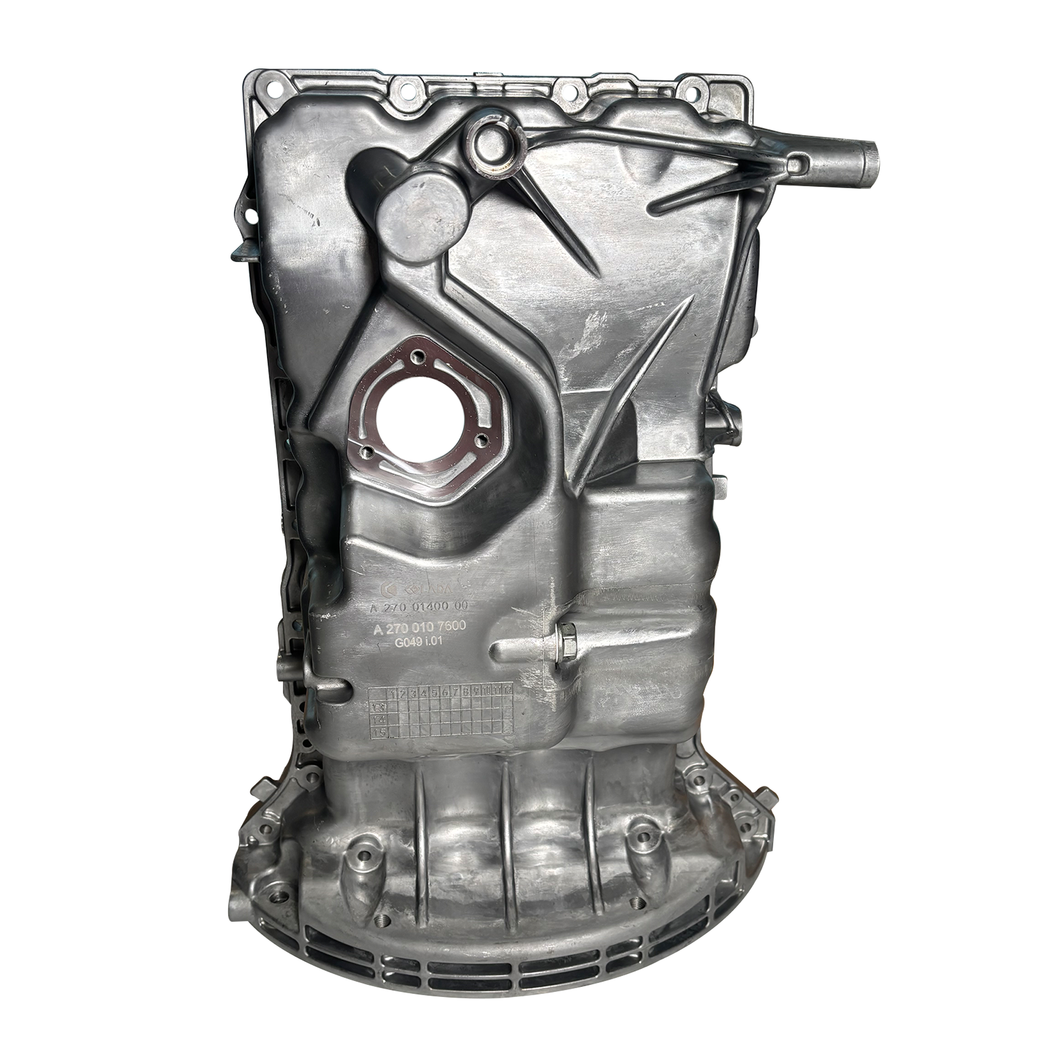 Engine Oil Pan for MERCEDES-BENZ GLA-CLASS X156 (2014-2019) in Black / Metallic color made of High-Quality Automotive-Grade Metal Alloy
