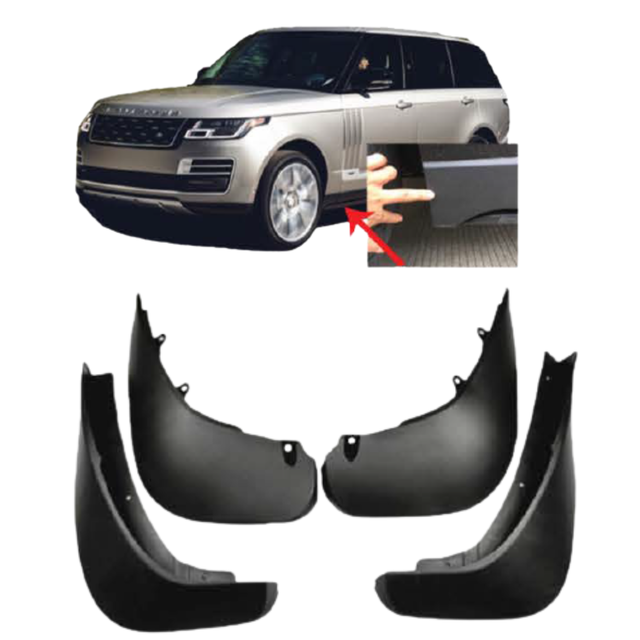 Mud Flaps Set for LAND ROVER RANGE ROVER L405 (2013-2020) SUV with pedal