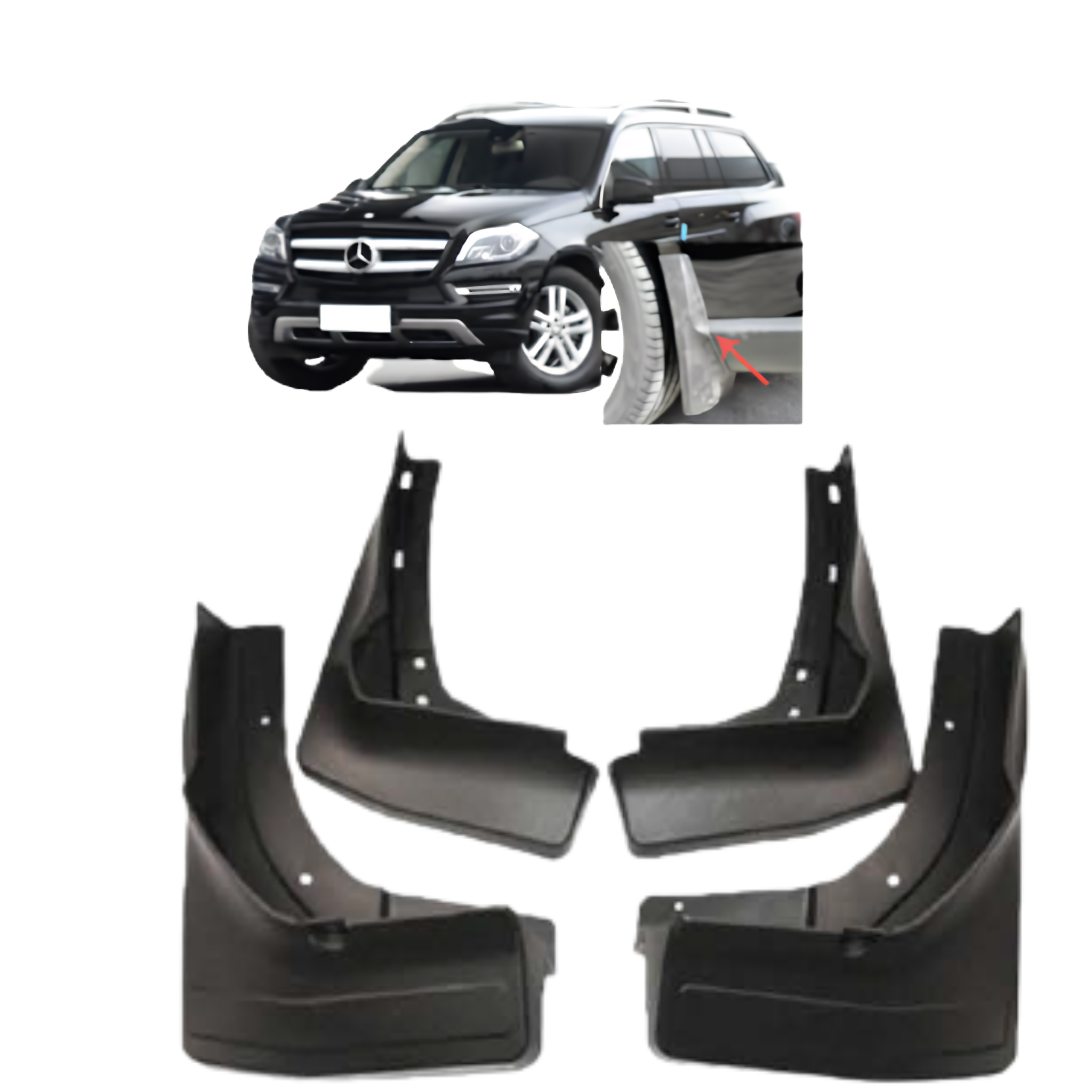 Mud Flaps Set for MERCEDES-BENZ GL-CLASS X166 (2013-2015) SUV without pedal