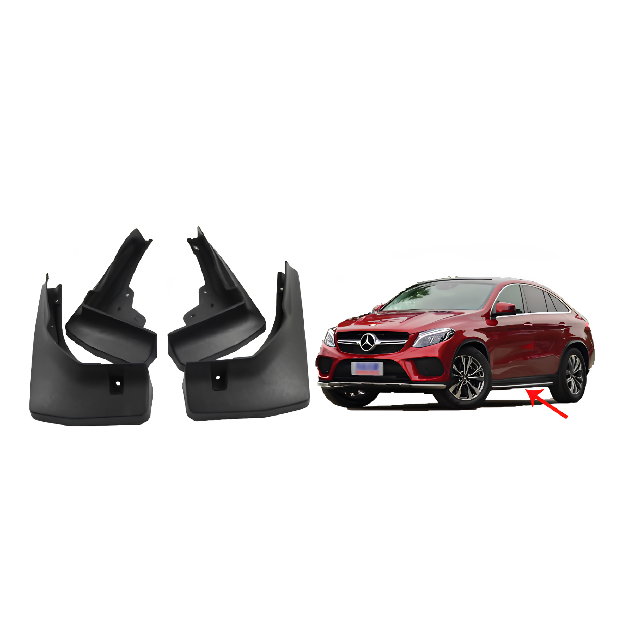 Mud Flaps Set for MERCEDES-BENZ GLE W167 (2016-2019) Coupe with pedal
