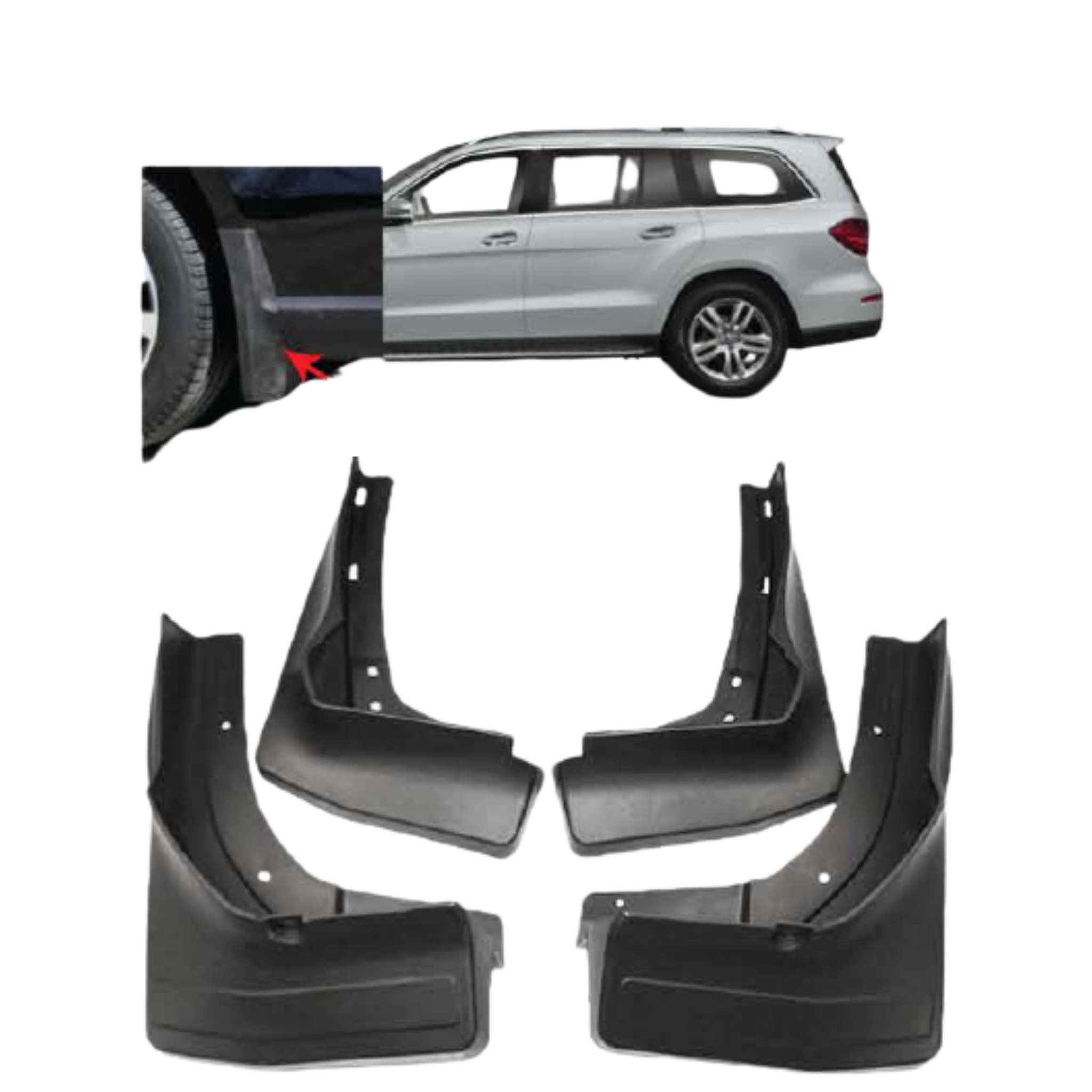 Mud Flaps Set for MERCEDES-BENZ GLS X166 (2015-2019) SUV Low Spec without pedal