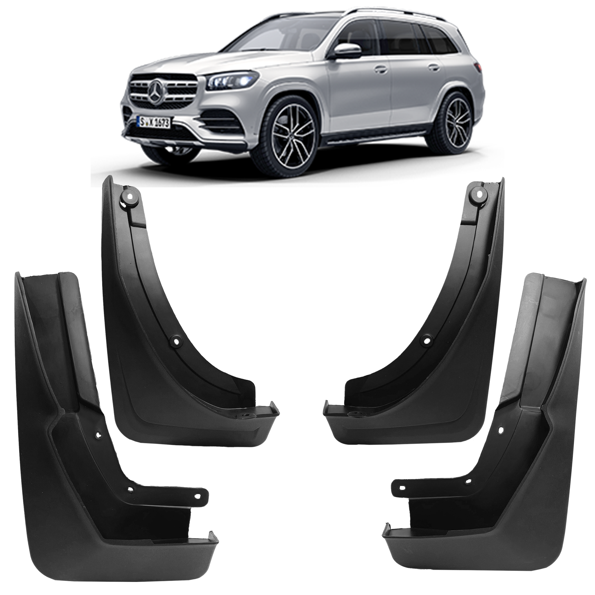 Mud Flaps Set for MERCEDES-BENZ GLS X167 (2020-2023) SUV Low Spec with pedal