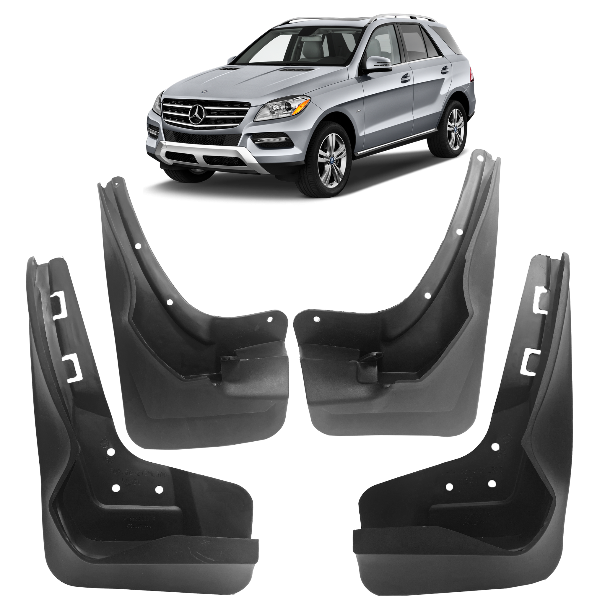 Mud Flaps Set for MERCEDES-BENZ ML-CLASS W166 (2012-2015) SUV without pedal