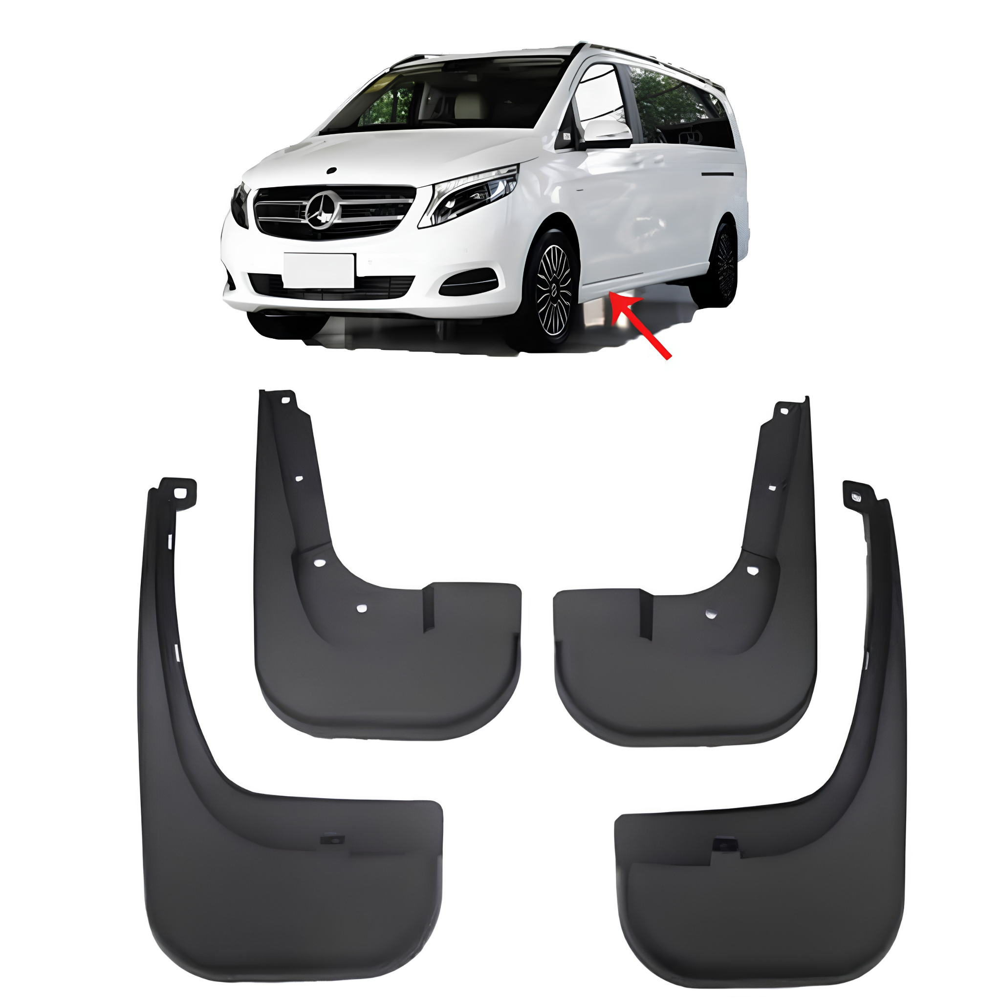 Mud Flaps Set for MERCEDES-BENZ V-Class W447 (2016-2023) MPV Sport LWB