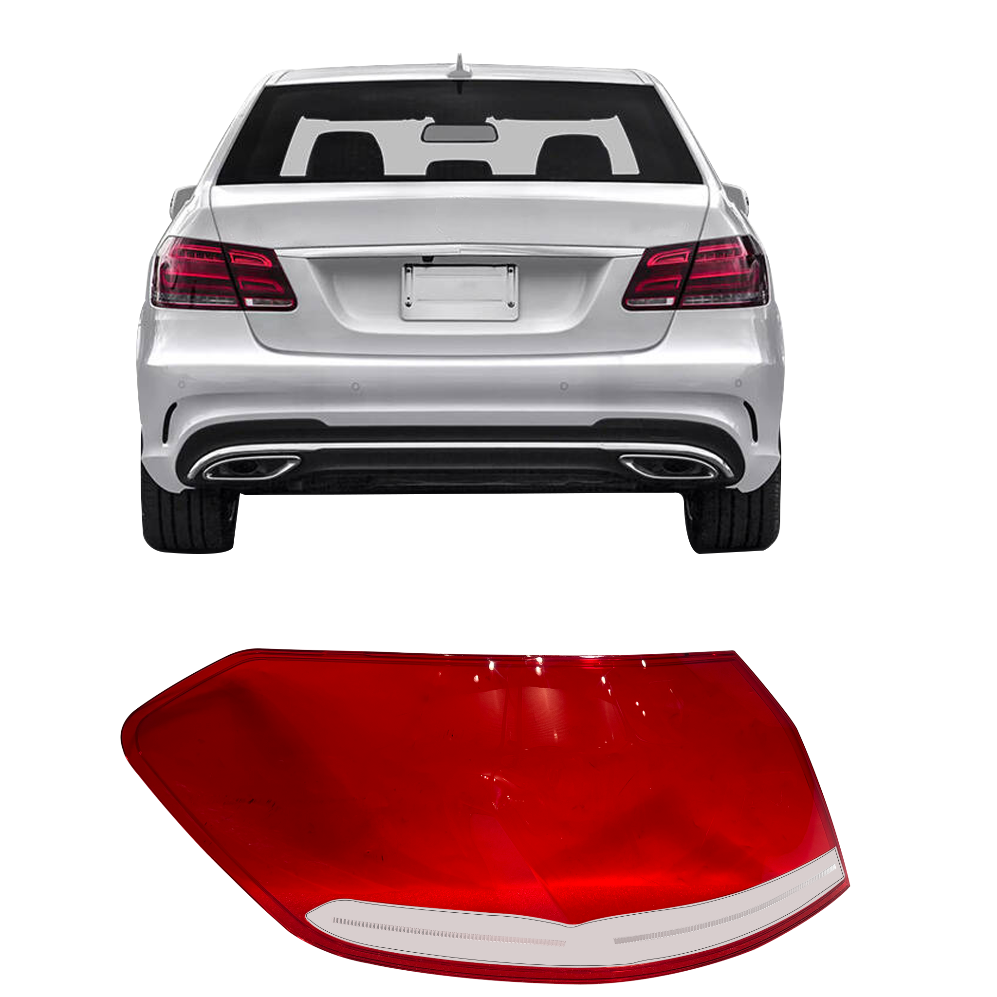 Outer Left (Passenger Side) Tail Lamp Cover for MERCEDES-BENZ E-CLASS W212 (2014-2016)