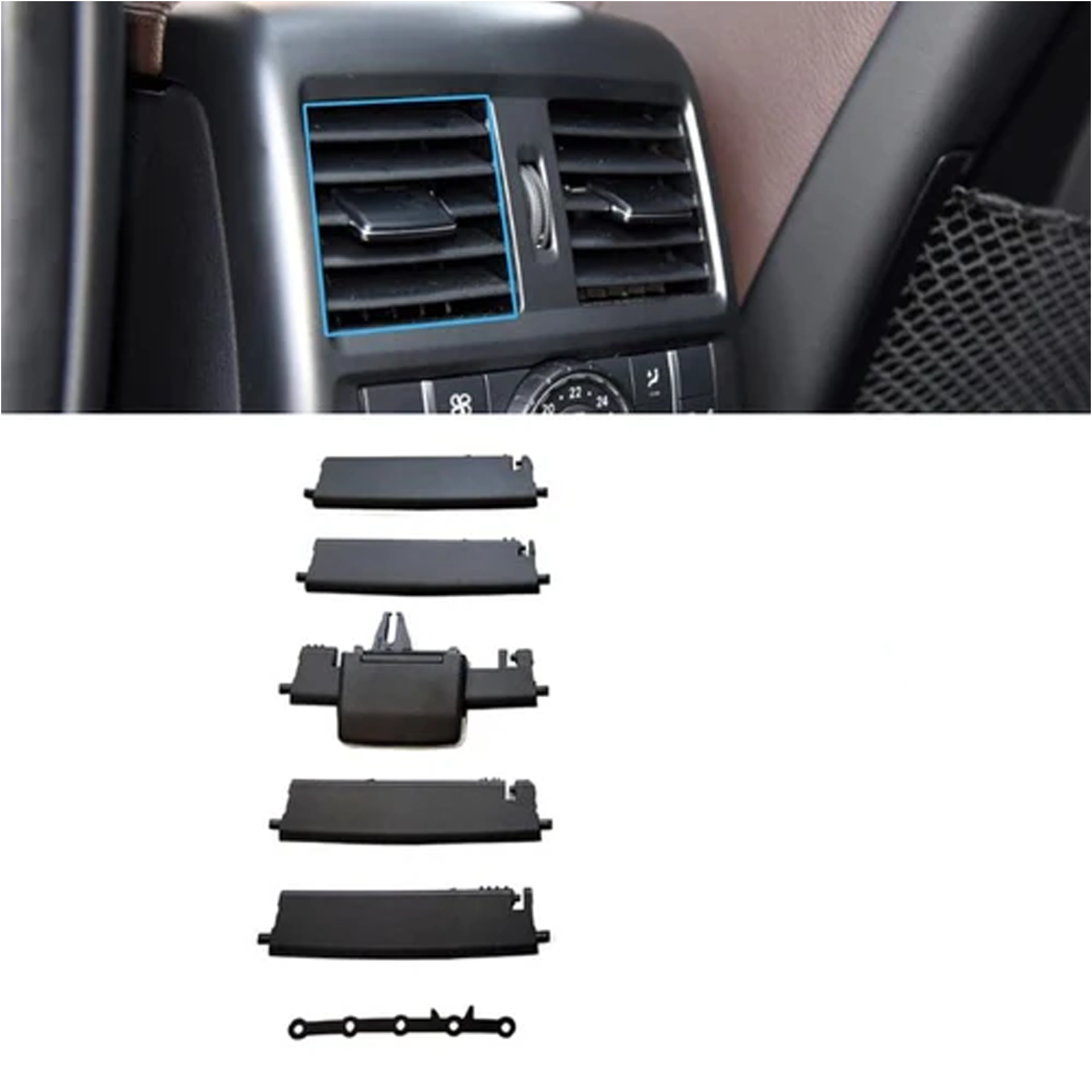 Rear Left AC Vent Repair Kit for MERCEDES-BENZ ML-CLASS W166 (2012-2015) in Black color