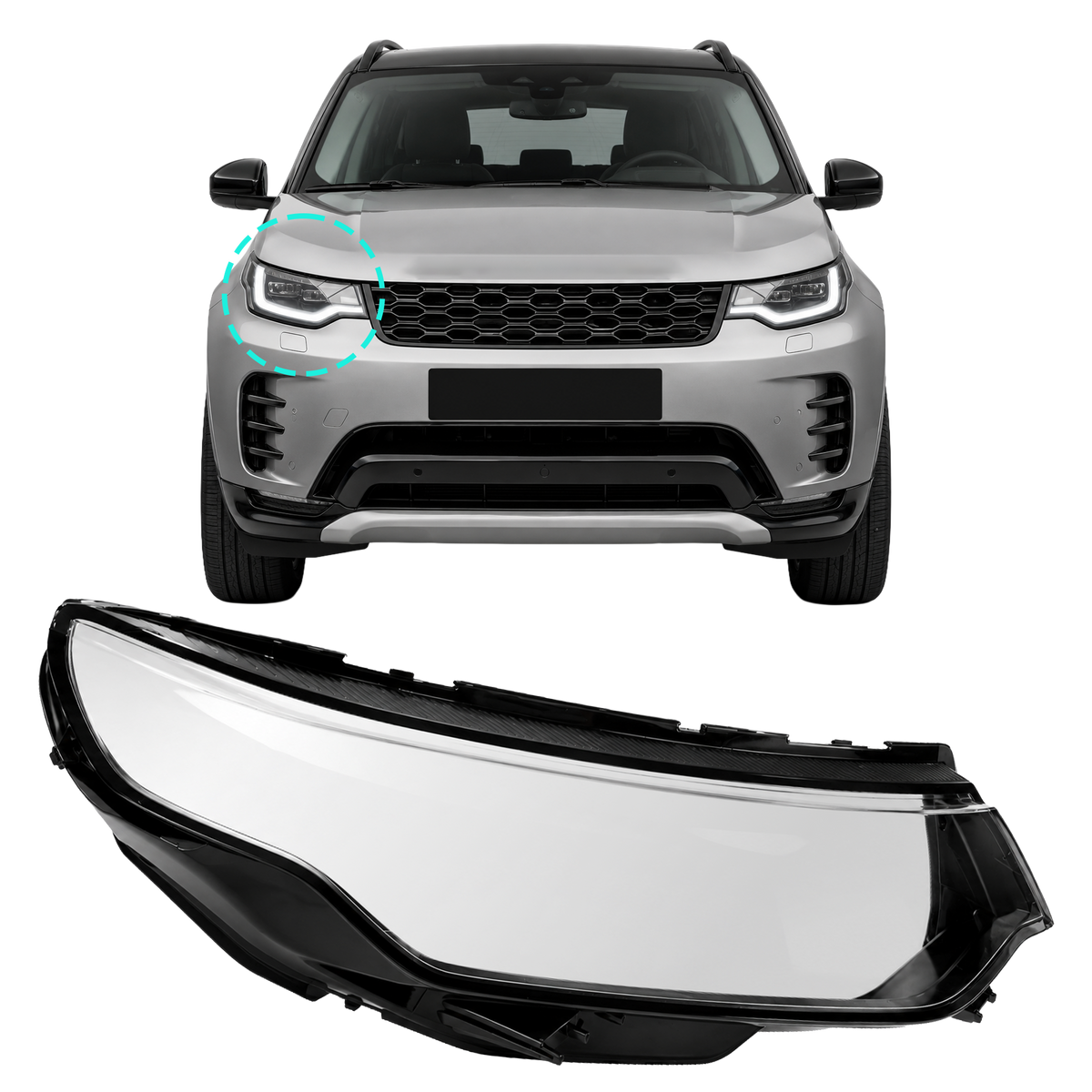 Right (Driver Side) Headlight Lens for LAND ROVER DISCOVERY SPORT L550 (2017-2019)