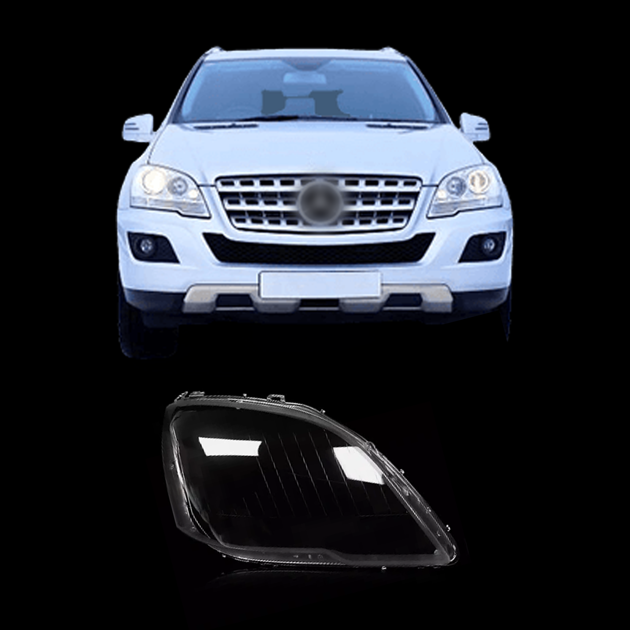 Right (Driver Side) Headlight Lens for MERCEDES-BENZ ML-CLASS W164 (2010-2012)
