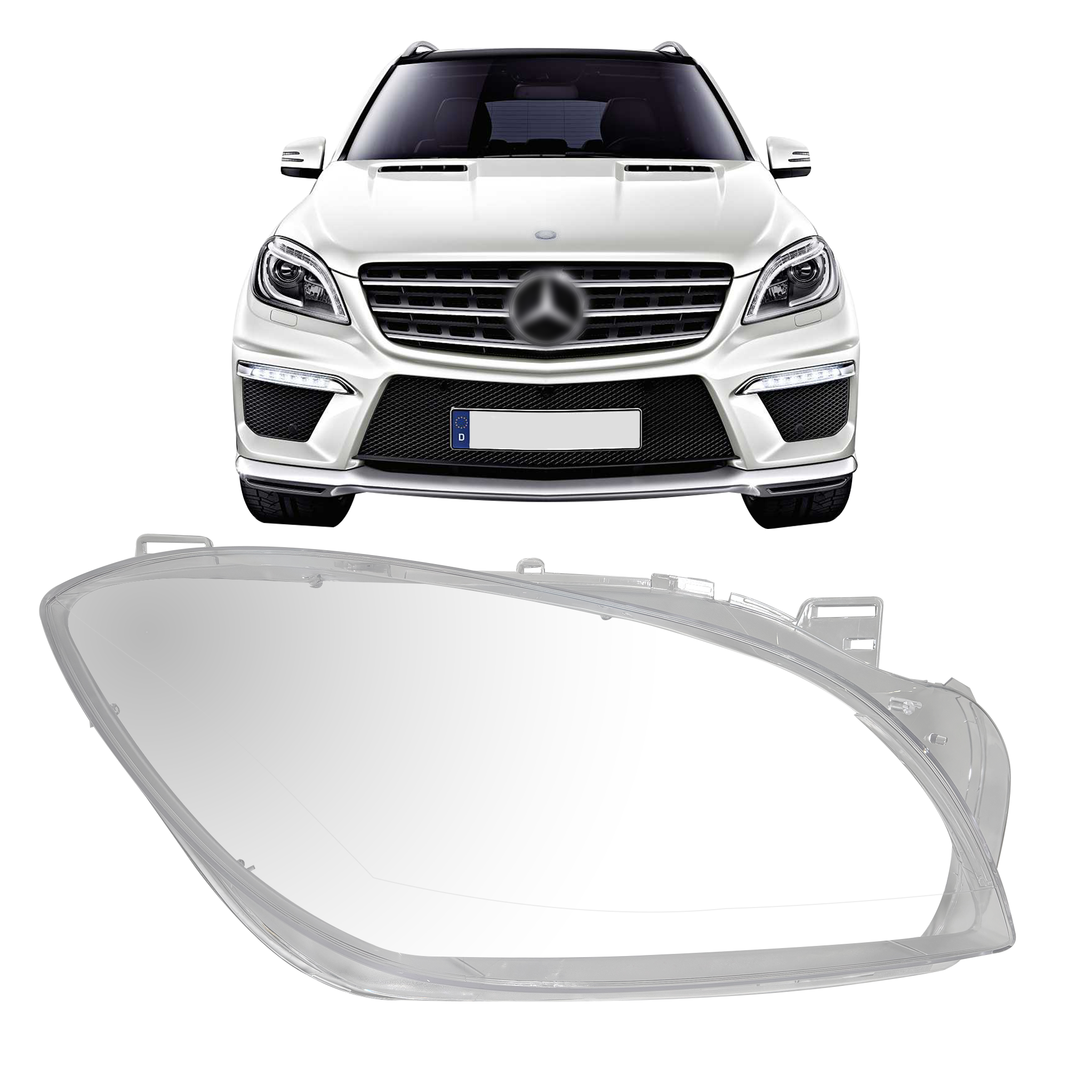 Right (Driver Side) Headlight Lens for MERCEDES-BENZ ML-CLASS W166 (2012-2015)