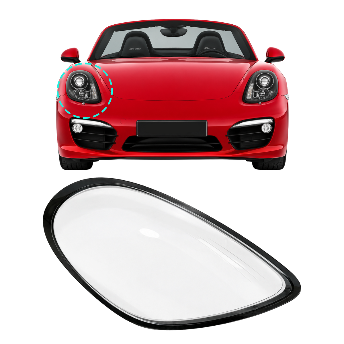 Right (Driver Side) Headlight Lens for PORSCHE BOXSTER 981 (2012-2017)
