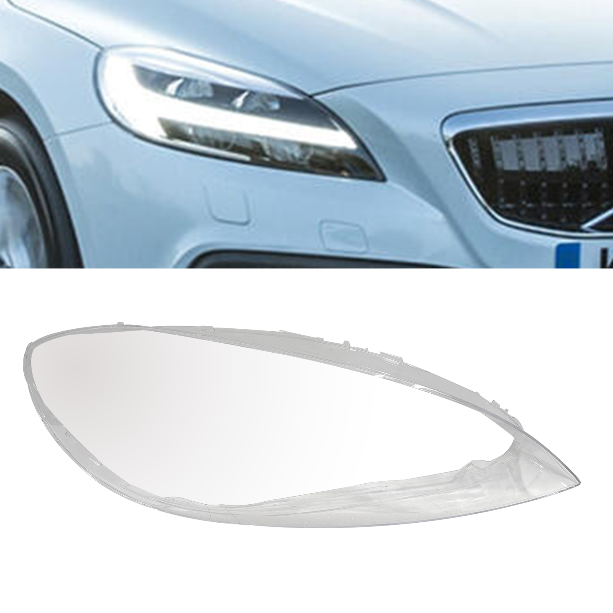 Right (Driver Side) Headlight Lens for VOLVO V40 (2012-2016)-4