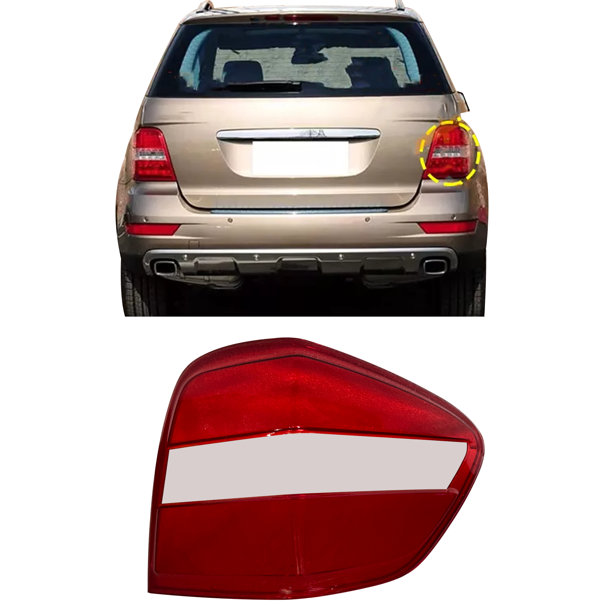 Right (Driver Side) Tail Lamp Cover for MERCEDES-BENZ ML-CLASS W164 (2006-2012)